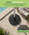 Schirmständer aus Beton 12 kg ø42 cm, geeignet für Schirmstöcke mit 38-48 mm, inklusive Feststellkurbel – Schwerer Sonnenschirmständer für Garten und Terrasse