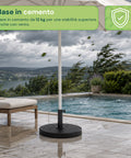 Schirmständer aus Beton 12 kg ø42 cm, geeignet für Schirmstöcke mit 38-48 mm, inklusive Feststellkurbel – Schwerer Sonnenschirmständer für Garten und Terrasse