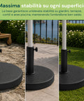 Schirmständer aus Beton 12 kg ø42 cm, geeignet für Schirmstöcke mit 38-48 mm, inklusive Feststellkurbel – Schwerer Sonnenschirmständer für Garten und Terrasse