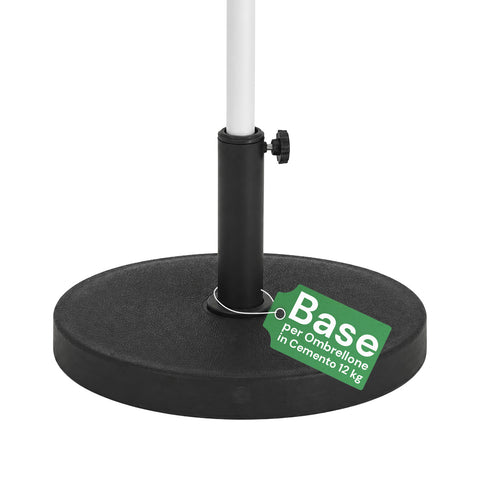 Schirmständer aus Beton 12 kg ø42 cm, geeignet für Schirmstöcke mit 38-48 mm, inklusive Feststellkurbel – Schwerer Sonnenschirmständer für Garten und Terrasse