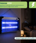 Elektrische Insektenvernichtungslampe 30 W für 60 m² mit herausnehmbarem Auffangbehälter, UV-LED-Insektenfalle mit 8700 h Lebensdauer, 1 m Kabel und Befestigungskette
