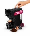 Espressomaschine 4 in 1 – Nespresso-, Dolce-Gusto- und Modo-Mio-Kapseln sowie gemahlener Kaffee, 19 bar, 1450 W, 0,6-l-Wassertank, automatische Abschaltung