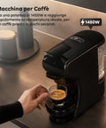 Espressomaschine 4 in 1 – Nespresso-, Dolce-Gusto- und Modo-Mio-Kapseln sowie gemahlener Kaffee, 19 bar, 1450 W, 0,6-l-Wassertank, automatische Abschaltung