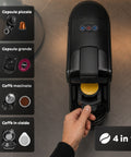 Espressomaschine 4 in 1 – Nespresso-, Dolce-Gusto- und Modo-Mio-Kapseln sowie gemahlener Kaffee, 19 bar, 1450 W, 0,6-l-Wassertank, automatische Abschaltung