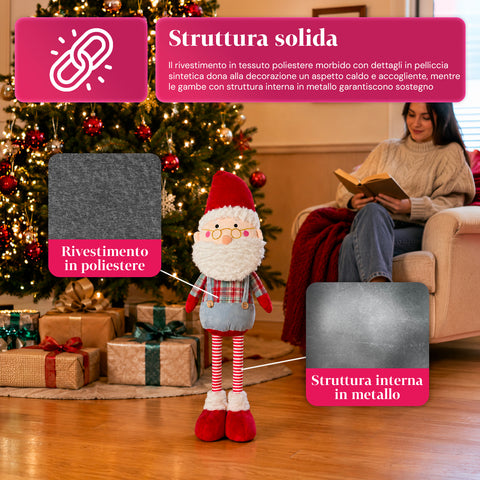 Ausziehbarer Weihnachtsmann aus Stoff mit verlängerbaren Beinen – Weihnachtsdekoration