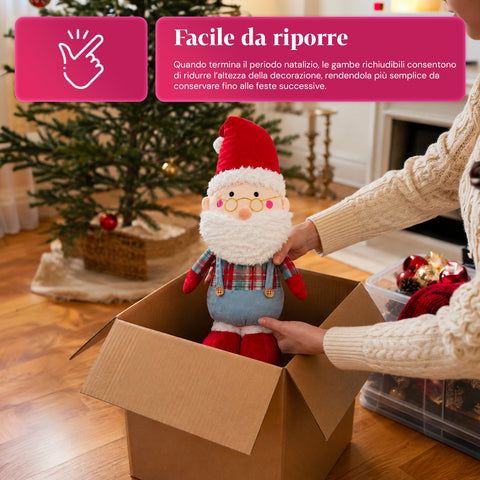 Ausziehbarer Weihnachtsmann aus Stoff mit verlängerbaren Beinen – Weihnachtsdekoration