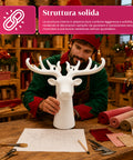 Dekorativer Hirschkopf, 3-teiliges Set, Samteffekt, 32x20x28 cm, Weihnachtsdeko zum Aufstellen