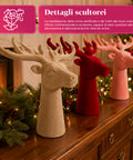 Dekorativer Hirschkopf, 3-teiliges Set, Samteffekt, 32x20x28 cm, Weihnachtsdeko zum Aufstellen