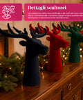 Dekorativer Hirschkopf, 3-teiliges Set, Samteffekt, 32x20x28 cm, Weihnachtsdeko zum Aufstellen