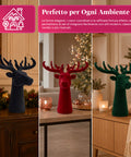 Dekorativer Hirschkopf, 3-teiliges Set, Samteffekt, 32x20x28 cm, Weihnachtsdeko zum Aufstellen
