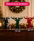 Dekorativer Hirschkopf, 3-teiliges Set, Samteffekt, 32x20x28 cm, Weihnachtsdeko zum Aufstellen