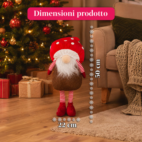 Weihnachtswichtel Pilz mit Bart 50 cm, dekorativer Weihnachtsschmuck