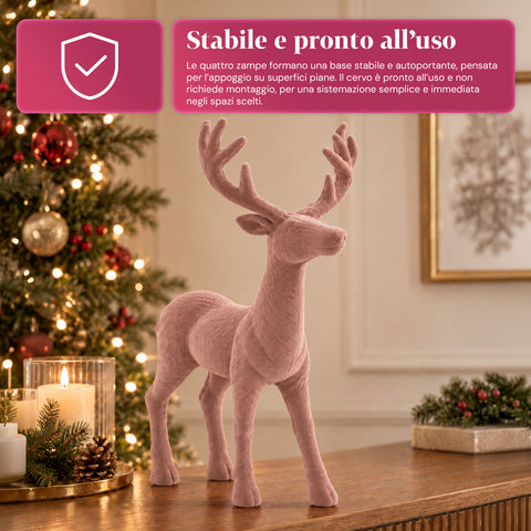Dekorativer Hirsch 33 x 44h cm in Samtoptik, Rentierfigur im modernen Design für Zuhause, Büro und Schaufenster, Weihnachtsdekoration, 6 Farbvarianten