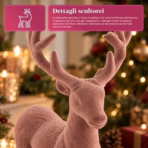 Dekorativer Hirsch 33 x 44h cm in Samtoptik, Rentierfigur im modernen Design für Zuhause, Büro und Schaufenster, Weihnachtsdekoration, 6 Farbvarianten