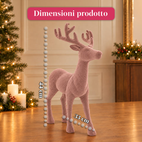 Dekorativer Hirsch 33 x 44h cm in Samtoptik, Rentierfigur im modernen Design für Zuhause, Büro und Schaufenster, Weihnachtsdekoration, 6 Farbvarianten