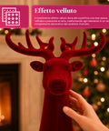 Dekorativer Hirschkopf, 3-teiliges Set, Samteffekt, 32x20x28 cm, Weihnachtsdeko zum Aufstellen