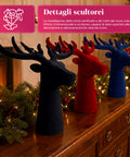 Dekorativer Hirschkopf, 3-teiliges Set, Samteffekt, 32x20x28 cm, Weihnachtsdeko zum Aufstellen