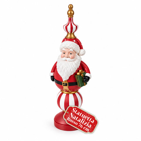 Weihnachtsfigur, 76 cm, aus Harz, Dekoration mit Weihnachtsmann und Nussknacker-Soldat, Weiß oder Rot