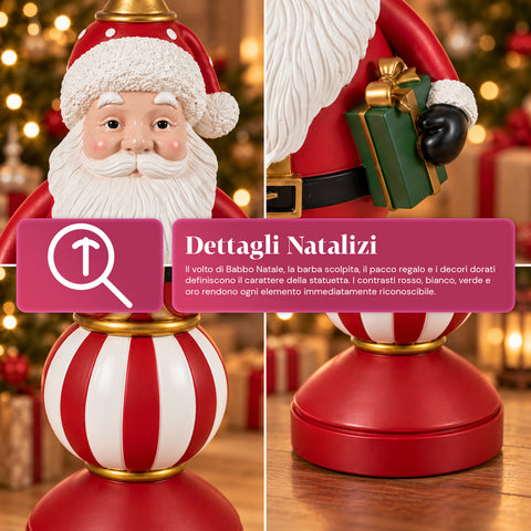 Weihnachtsfigur, 76 cm, aus Harz, Dekoration mit Weihnachtsmann und Nussknacker-Soldat, Weiß oder Rot