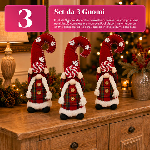Dekorativer Weihnachtswichtel aus weichem Stoff, weihnachtliche Dekoration mit langem Hut und Schneeflocken, erhältlich in 35 und 50 cm