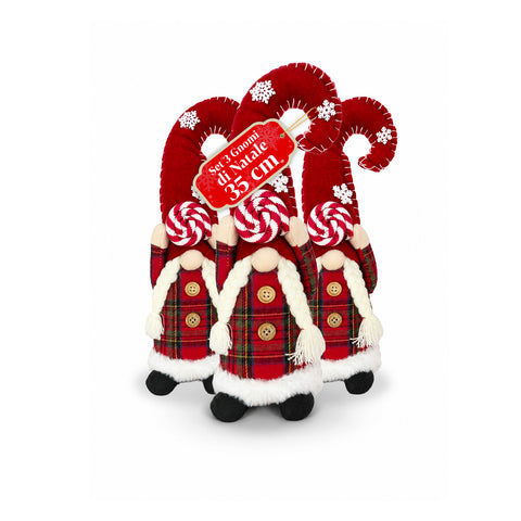 Dekorativer Weihnachtswichtel aus weichem Stoff, weihnachtliche Dekoration mit langem Hut und Schneeflocken, erhältlich in 35 und 50 cm