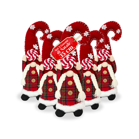 Dekorativer Weihnachtswichtel aus weichem Stoff, weihnachtliche Dekoration mit langem Hut und Schneeflocken, erhältlich in 35 und 50 cm