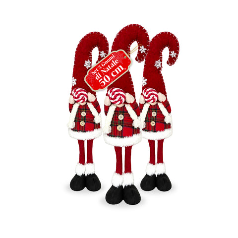 Dekorativer Weihnachtswichtel aus weichem Stoff, weihnachtliche Dekoration mit langem Hut und Schneeflocken, erhältlich in 35 und 50 cm