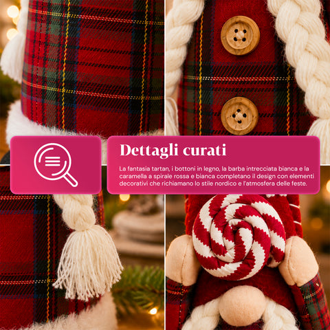 Dekorativer Weihnachtswichtel aus weichem Stoff, weihnachtliche Dekoration mit langem Hut und Schneeflocken, erhältlich in 35 und 50 cm