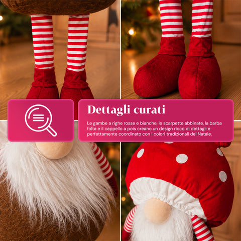 Weihnachtswichtel Pilz mit Bart 50 cm, dekorativer Weihnachtsschmuck