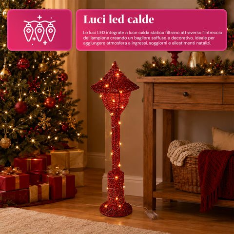 Dekorativer Weihnachtslaternenmast 90 cm mit Glitzer und LED-Leuchten –  3 Farben
