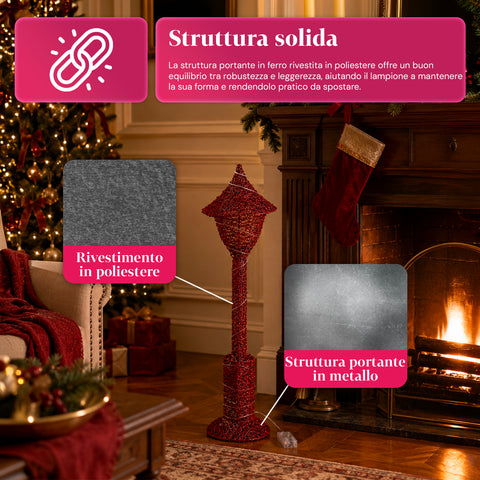 Dekorativer Weihnachtslaternenmast 90 cm mit Glitzer und LED-Leuchten –  3 Farben