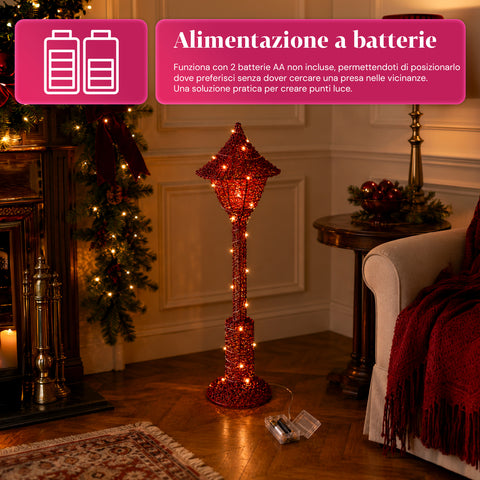 Dekorativer Weihnachtslaternenmast 90 cm mit Glitzer und LED-Leuchten –  3 Farben