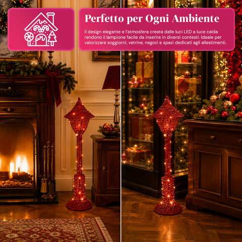 Dekorativer Weihnachtslaternenmast 90 cm mit Glitzer und LED-Leuchten –  3 Farben