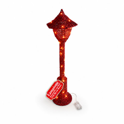 Dekorativer Weihnachtslaternenmast 90 cm mit Glitzer und LED-Leuchten –  3 Farben