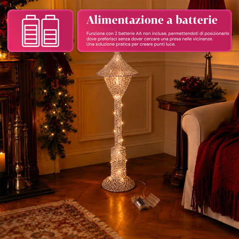 Dekorativer Weihnachtslaternenmast 90 cm mit Glitzer und LED-Leuchten –  3 Farben