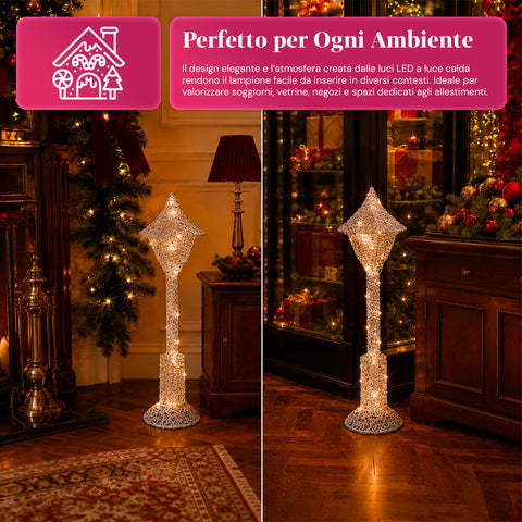 Dekorativer Weihnachtslaternenmast 90 cm mit Glitzer und LED-Leuchten –  3 Farben
