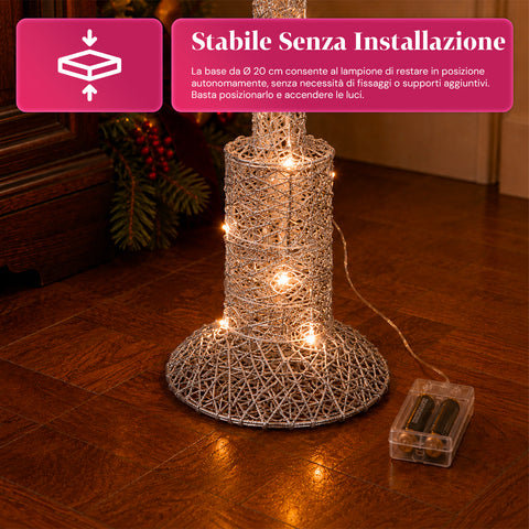 Dekorativer Weihnachtslaternenmast 90 cm mit Glitzer und LED-Leuchten –  3 Farben