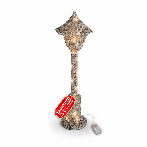 Dekorativer Weihnachtslaternenmast 90 cm mit Glitzer und LED-Leuchten –  3 Farben