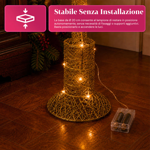 Dekorativer Weihnachtslaternenmast 90 cm mit Glitzer und LED-Leuchten –  3 Farben