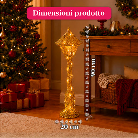 Dekorativer Weihnachtslaternenmast 90 cm mit Glitzer und LED-Leuchten –  3 Farben