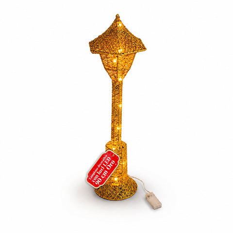 Dekorativer Weihnachtslaternenmast 90 cm mit Glitzer und LED-Leuchten –  3 Farben