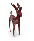 Leuchtendes Rentier 90 cm mit Glitzer und warmweißen LEDs | Weihnachtliche Dekoration aus Weide - 2 Ausführungen, 3 Farben