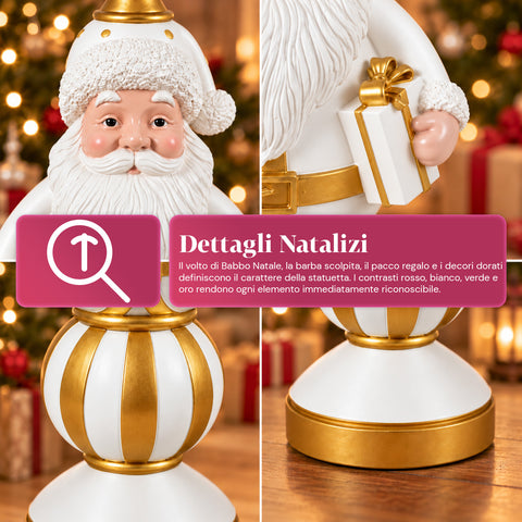 Weihnachtsfigur, 76 cm, aus Harz, Dekoration mit Weihnachtsmann und Nussknacker-Soldat, Weiß oder Rot