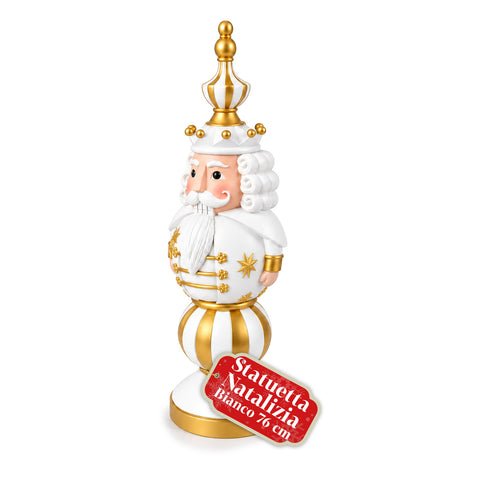 Weihnachtsfigur, 76 cm, aus Harz, Dekoration mit Weihnachtsmann und Nussknacker-Soldat, Weiß oder Rot