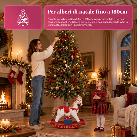 Dekorativer Christbaumständer bis 180 cm – 7 handbemalte Motive aus Eisen und Magnesium, Modelle mit LED-Leuchten, Befestigung Ø 4 cm