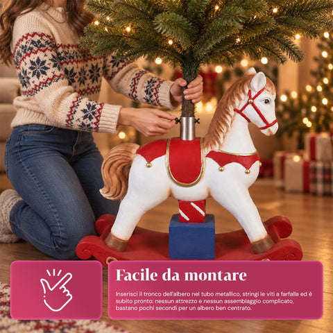 Dekorativer Christbaumständer bis 180 cm – 7 handbemalte Motive aus Eisen und Magnesium, Modelle mit LED-Leuchten, Befestigung Ø 4 cm