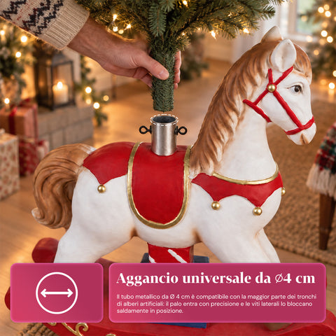 Dekorativer Christbaumständer bis 180 cm – 7 handbemalte Motive aus Eisen und Magnesium, Modelle mit LED-Leuchten, Befestigung Ø 4 cm