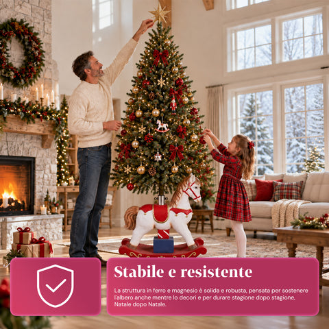Dekorativer Christbaumständer bis 180 cm – 7 handbemalte Motive aus Eisen und Magnesium, Modelle mit LED-Leuchten, Befestigung Ø 4 cm