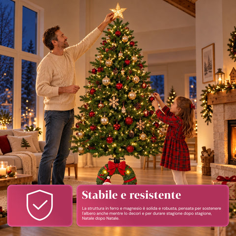 Dekorativer Christbaumständer, 10 Motive, aus Eisen und Magnesium, universelle Befestigung, für Bäume bis 210 cm, 2 Modelle mit LED-Leuchten