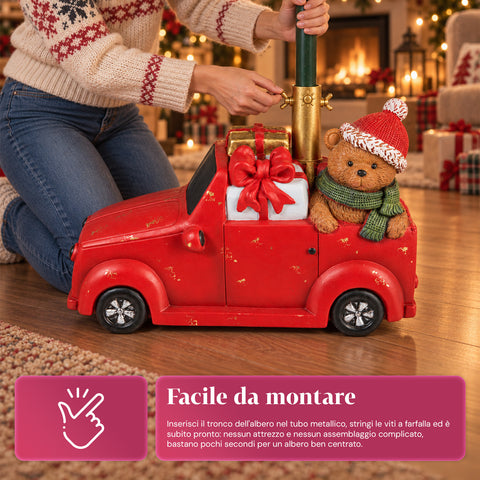 Dekorativer Christbaumständer, 10 Motive, aus Eisen und Magnesium, universelle Befestigung, für Bäume bis 210 cm, 2 Modelle mit LED-Leuchten